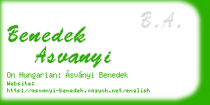 benedek asvanyi business card