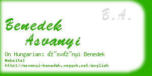 benedek asvanyi business card